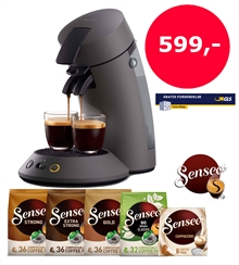 Senseo Plus Mat Grå Pakketilbud - Senseo-maskine inkl. 5 poser kaffe og gratis fragt