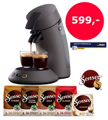 Senseo Plus Mat Grå Pakketilbud - Senseo-maskine inkl. 5 poser kaffe og gratis fragt