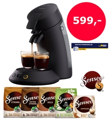 Senseo Plus Mat Sort Pakketilbud - Senseo-maskine inkl. 5 poser kaffe og gratis fragt