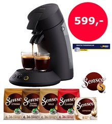 Senseo Plus Mat Sort Pakketilbud - Senseo-maskine inkl. 5 poser kaffe og gratis fragt