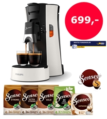 Senseo Select Hvid Pakketilbud - Senseo-maskine inkl. 5 poser kaffe og gratis fragt