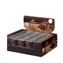 120stk miniversioner af mørk chokolade med 70% kakao