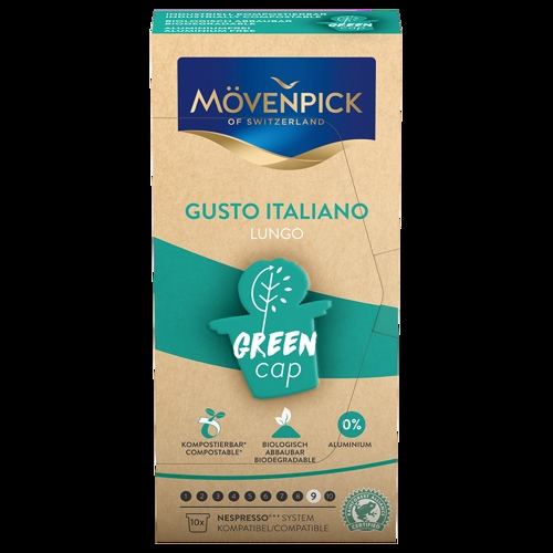 Mövenpick Green Cap Gusto Italiano Lungo - 10 biologisk nedbrydelige kaffekapsler
