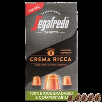 Segafredo Crema Ricca - 10 stk. biologisk nedbrydelige kaffekapsler