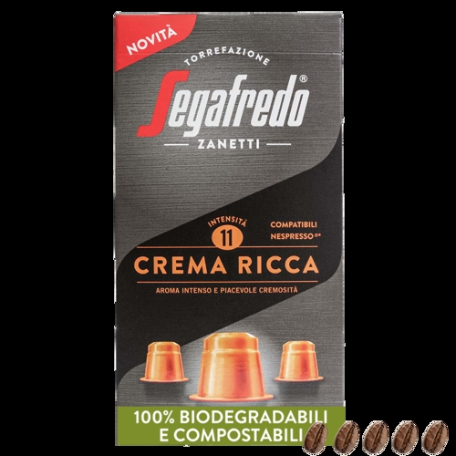 Segafredo Crema Ricca - 10 stk. biologisk nedbrydelige kaffekapsler
