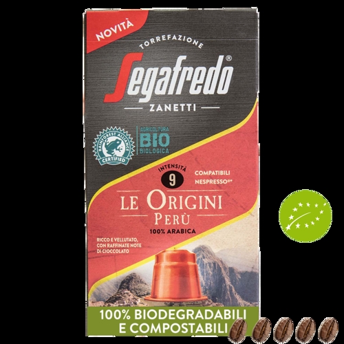Segafredo Le Origini Perù - 10 st. biologisk nedbrytbara kaffekapslar för Nespresso